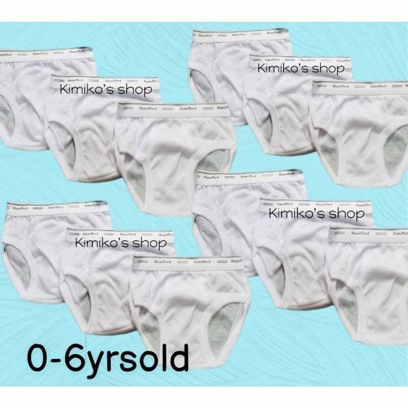 (12Pcs) KIDS BRIEF 06YRS OLD BABY Underwear BOY plain white Hanneford