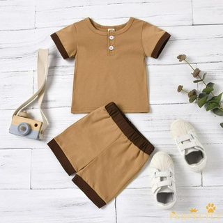 【COD】PFT-0-18 Months Newborn Baby Boys 2-piece Outfit Set Short Sleeve Color Block Tops+Shorts Set f #3