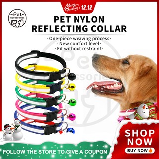 Pet Collar Dog Collar Puppy Reflective Collar Adjustable Cat collar Safety Buckle Bell Neck Strap
