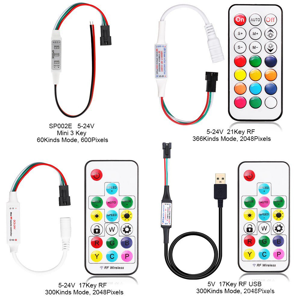 Controller Series for WS2812B LED Strip Mini3Key@RF21Key+USB@Bluetooth ...