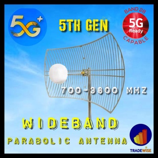 Parabolic Antenna  WIDEBAND 2x30dbi (60dbi) for 5G & 4G LTE, Freq. Range 700-3800 mhz w 20mtrs wire