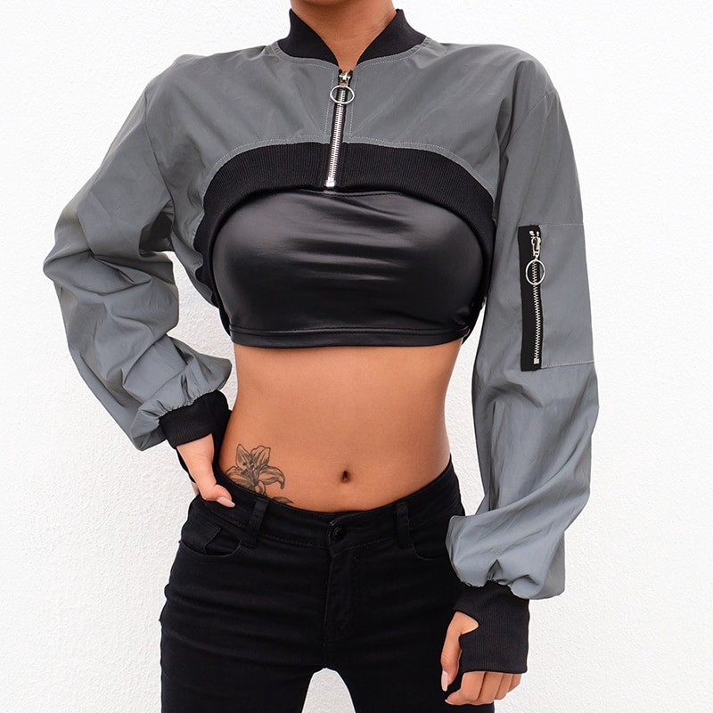 reflective cropped hoodie