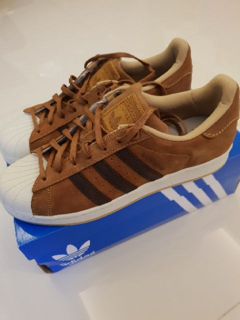 adidas superstar brown leather