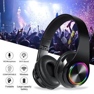 NEW Wireless Bluetooth Headphones Colored LED Lights Gaming OverEar Headset Stereo Headphone&Mic