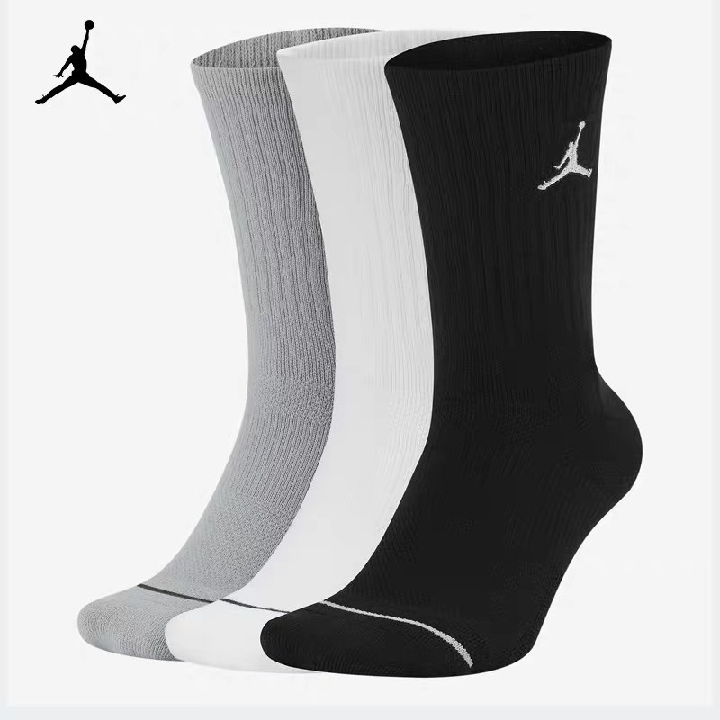 Nakusu 1pair Mid Cut Black White Basketball Jordan Socks For Men 