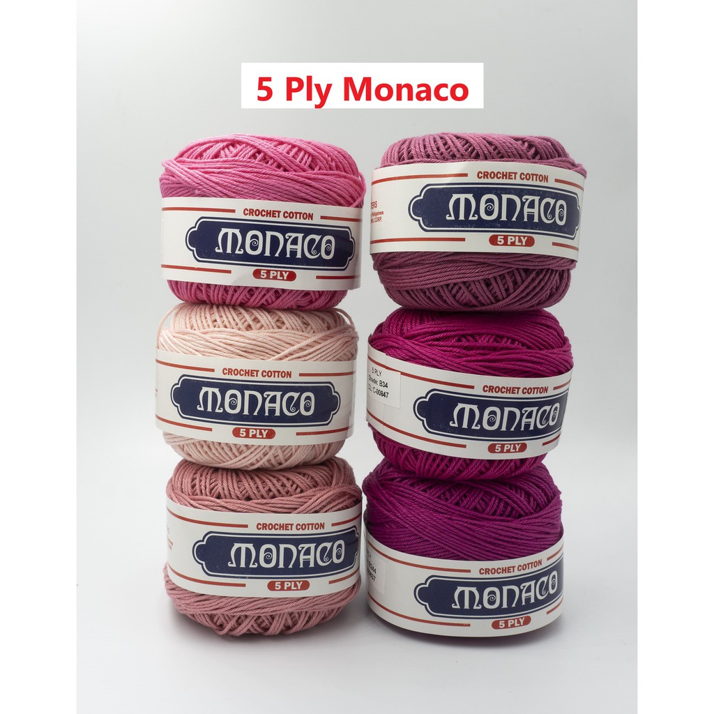 5 Ply Monaco Crochet Thread Shades of White, Brown and Pink Shopee