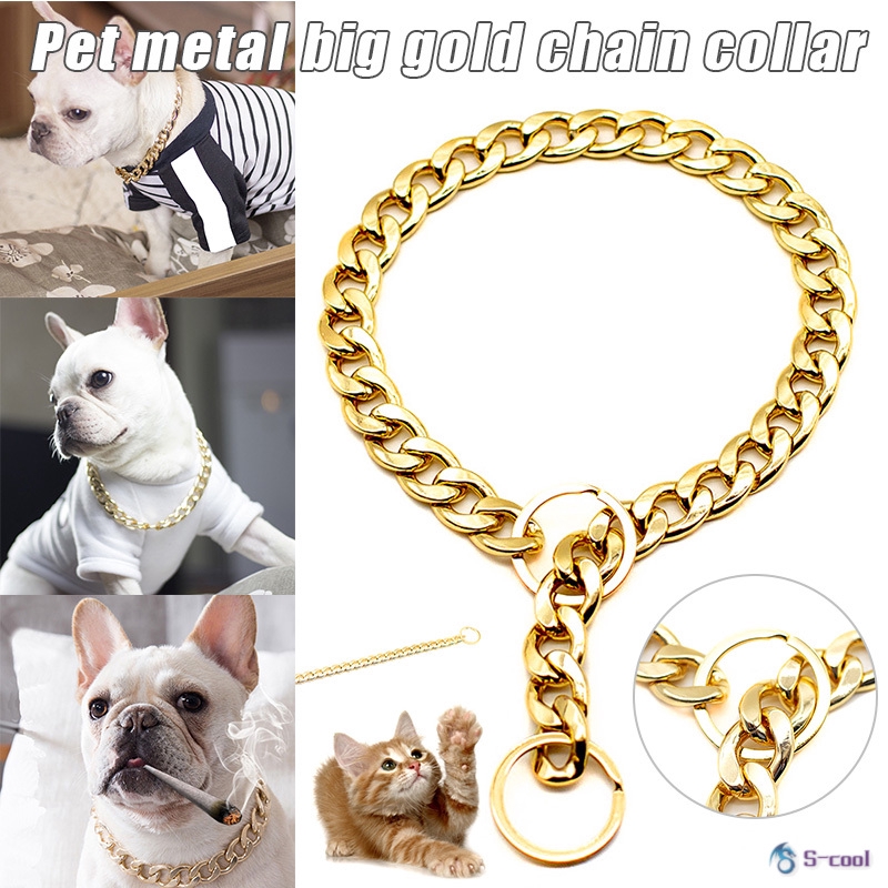 Link Thick Gold Chain Pets Safety Collar Pet Dog Adjustable Chain