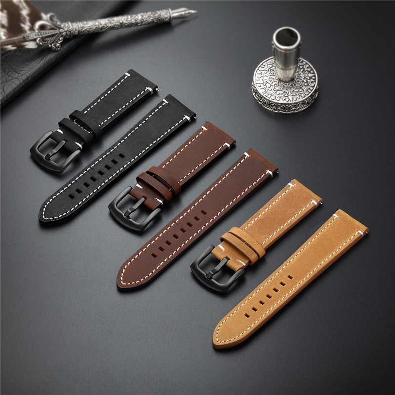 Casual Quick Release Genuine Leather Watch Straps 18mm 20mm 22mm 24 mm ...
