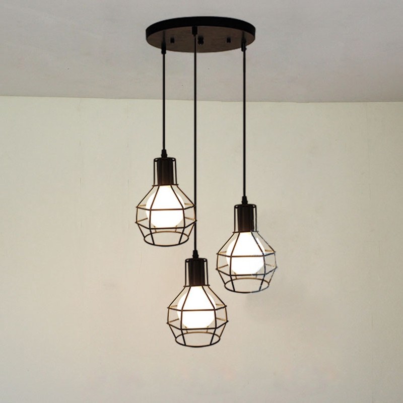 Nordic loft retro Iron cage pendant light modern light fixture American Industrial vintage Lamp