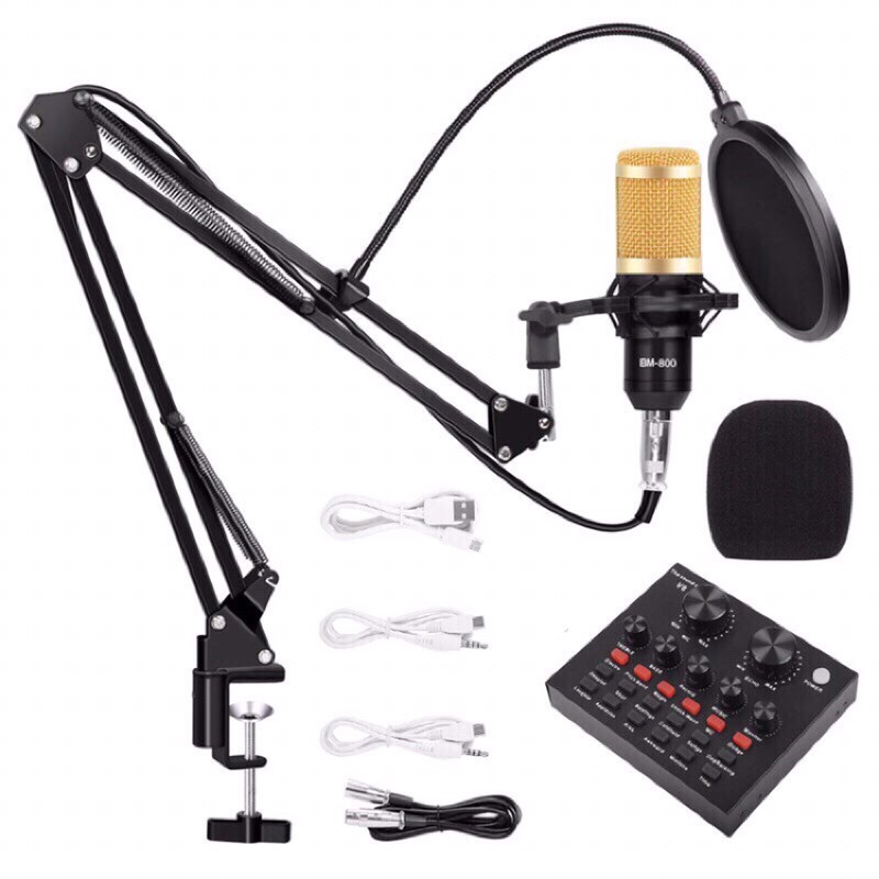 BM800 + V8 Sound Card Set Condenser Microphone With V8 Sound Card For