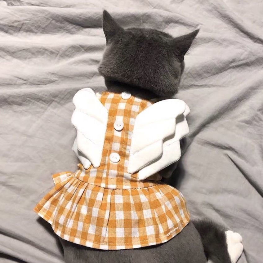 Small Wing Checked Skirt Summer Thin Teddy Pet Dog Pomeranian Poodle Schnauzer Bichon Clothes Dogs #2
