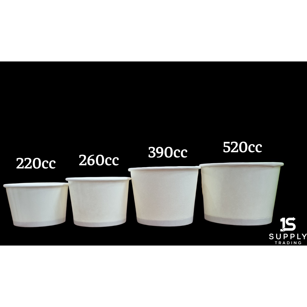 50pcs Paper Bowl 220cc , 260cc , 320cc , 390cc ,520cc with Lid