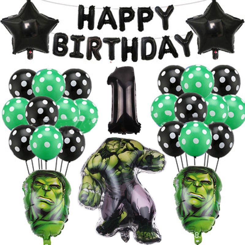 The Avengers Theme Hulk Foil Balloons Number 09 Set Marvel Super Hero