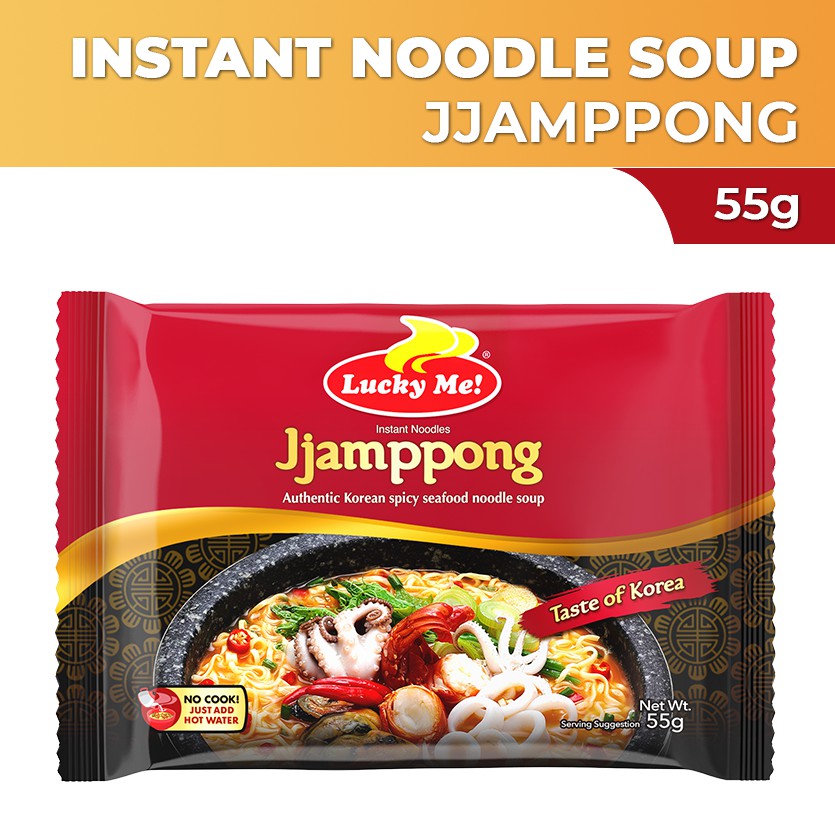Lucky Me! Instant Noodle Soup Jjamppong Authentic Korean Spicy Seafood