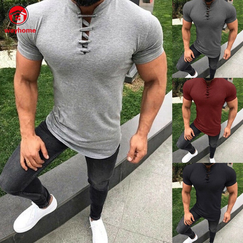 mens muscle fit v neck t shirts