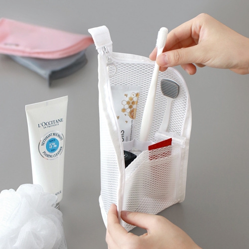 Travel Portable EVA Mesh Cosmetic Storage Bag Toothbrush Toothpaste ...