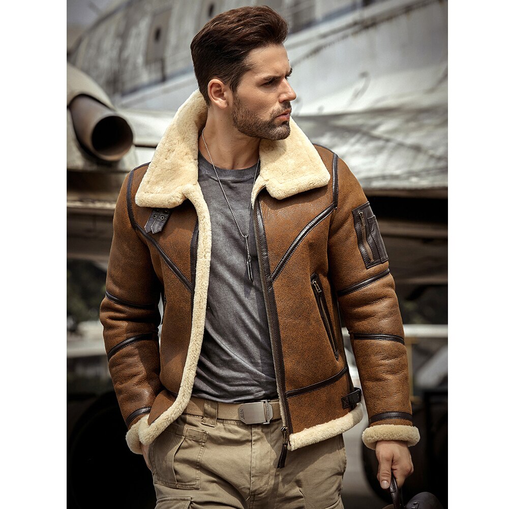 mens tan shearling coat