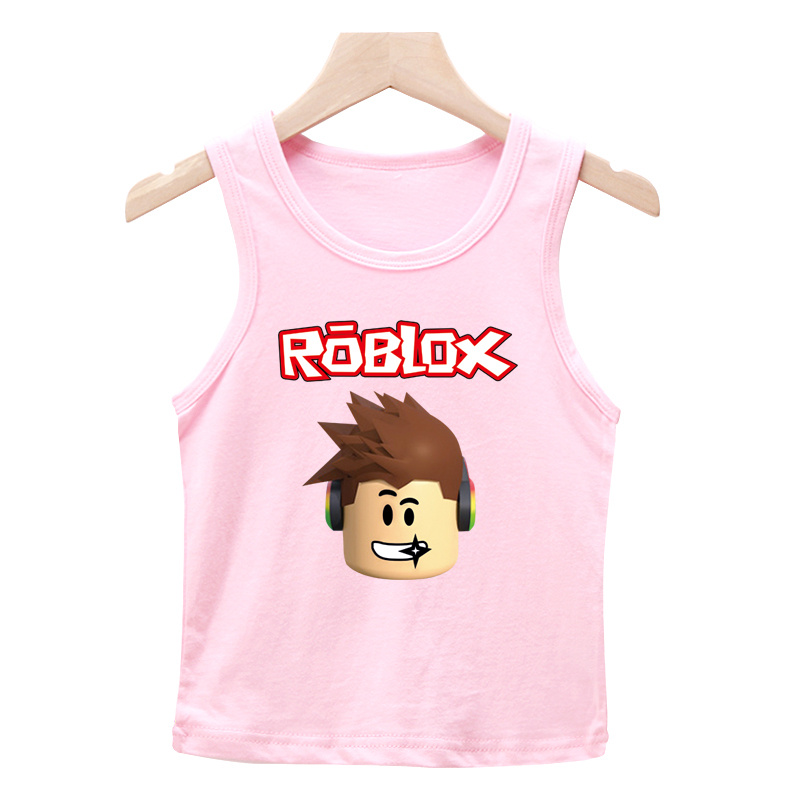 Ready Stock 8 Colors Kids Roblox Cartoon Fashion Cotton Tank Top Kids Sleeveless Singlet 90 140cm Wholesale Available Shopee Philippines - white tank top crop top roblox