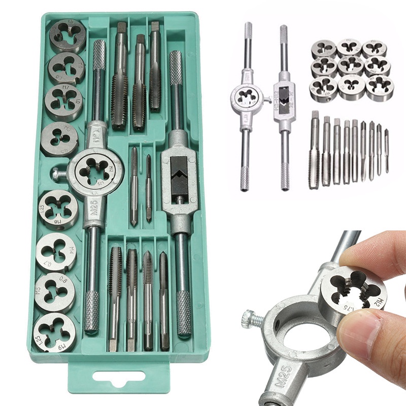 CASTA 20 PCS HSS Tap and Die Set Metric Wrench Cut M3-M12 Tap