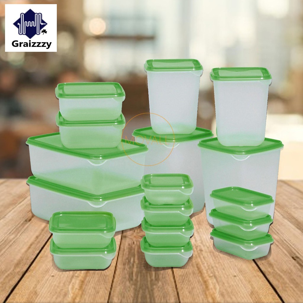 Ikea style 17pcs PLASTIC FOOD CONTAINERS 17 PCS GREEN Purple STORAGE BOX BOXES 
