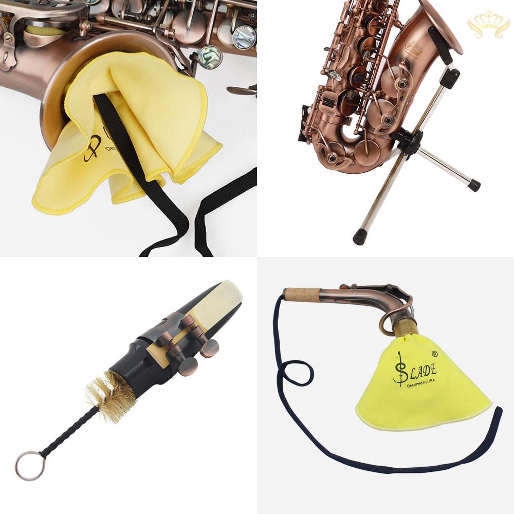 New^Red Antique Soprano Saxophone Bb Key Woodwind Instrument Brass Material with Carrying Case Sax Stand Reed Gloves Cle