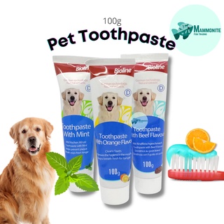 Bioline Pet Toothpaste Cleans Teeth and Breath stays fresh longer of pets Flavored Mint Beef Orange