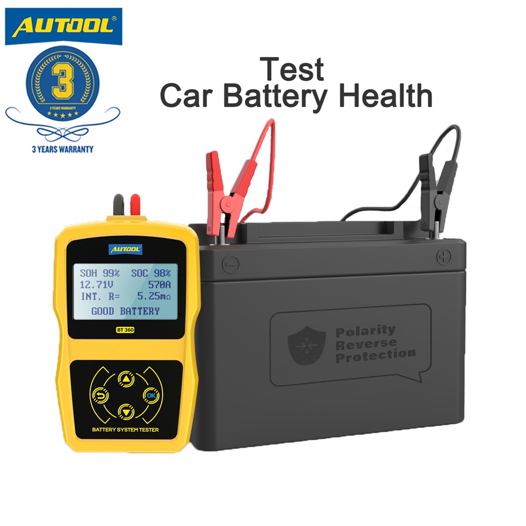 AUTOOL BT360 12V Battery Tester With Charging Test Cranking Battery ...
