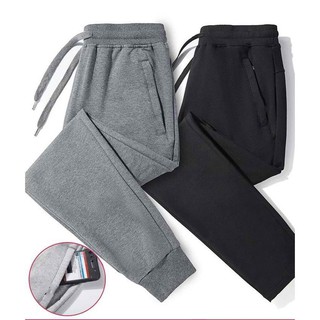 Unisex Plain Cotton Jogger Pants (Makapal Tela) with zippers