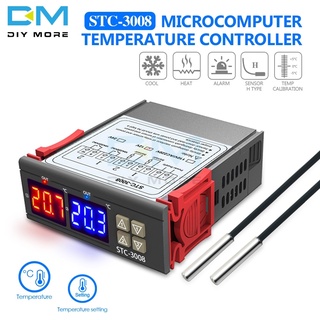 STC-3008 Dual Digital Temperature Controller Thermostat Thermoregulator Incubator Probe 10A Heating Cooling 12V 24V 110V 220V