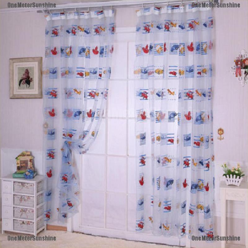 Oms 1 Pcs Cartoon Voile Blackout Curtains For Kids Room Window Curtains Tulle Sheer Shopee Philippines