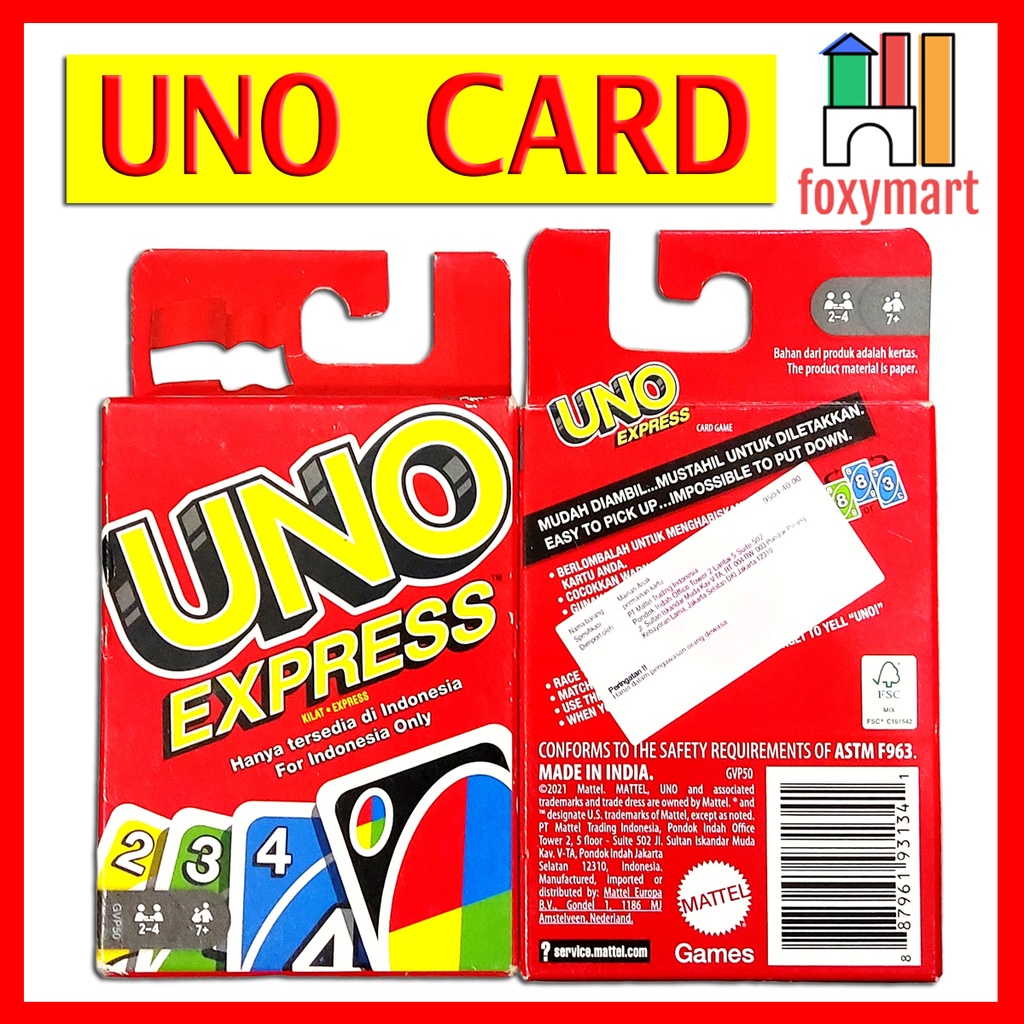 Uno CARD / UNO CARD / UNO EXPRESS CARD INDONESIA Official CARD GAME