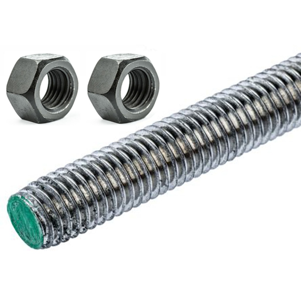 GI THREADED ROD WITH 2 PIECE NUT SIZE 3 8 X 1 2 METER OR 1 2 X 1 2 