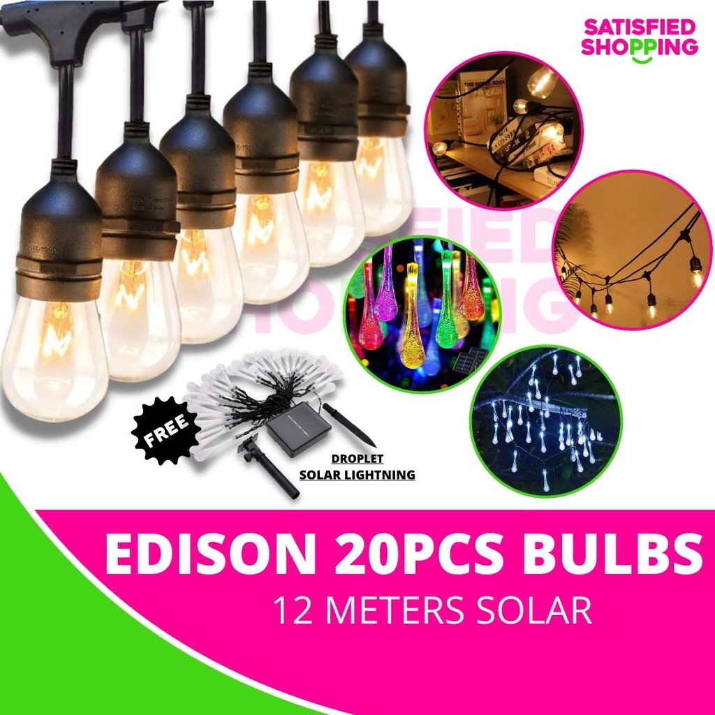 Outdoor Edison Bulb Retro Lamp Bulb 42ft / 12 Meters 20 Bulbs Edison