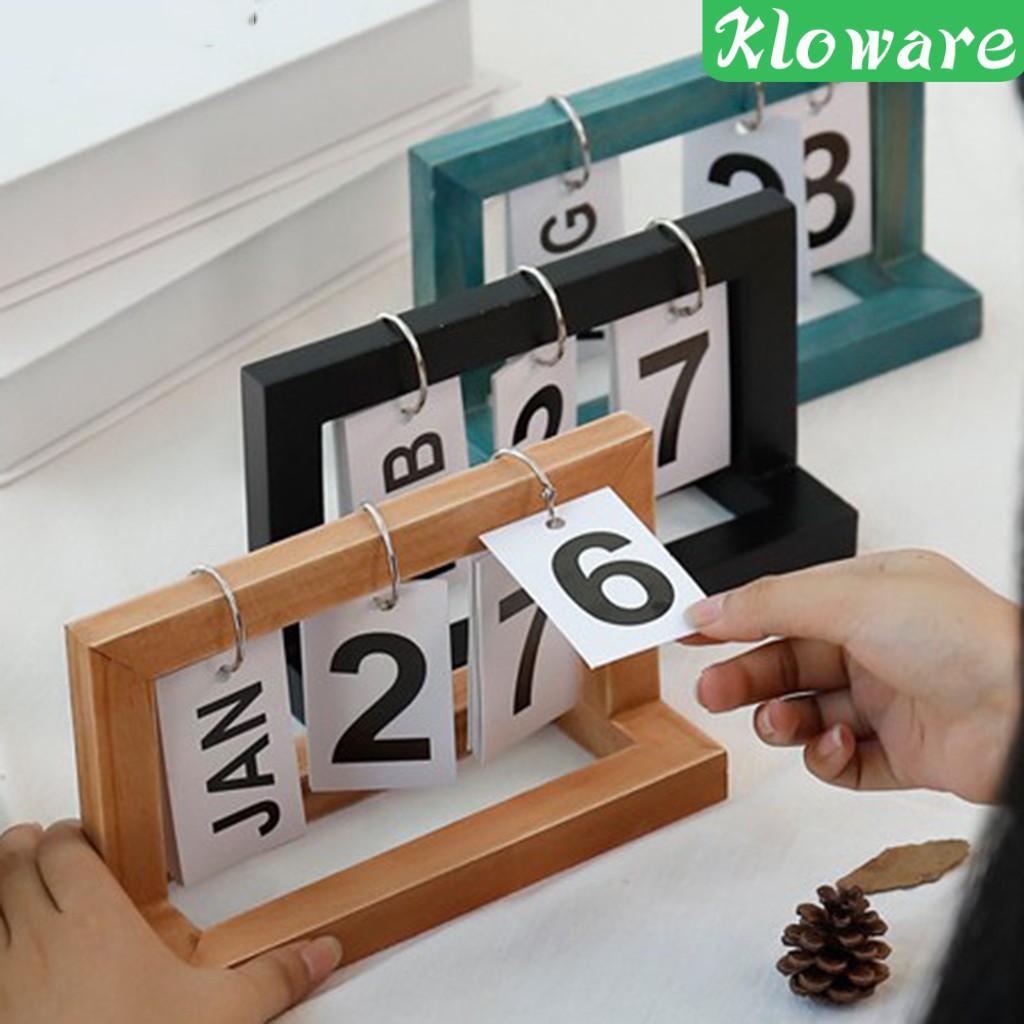 [KLOWARE] Flip Chart Perpetual Calendar with Wooden Frame Office Home
