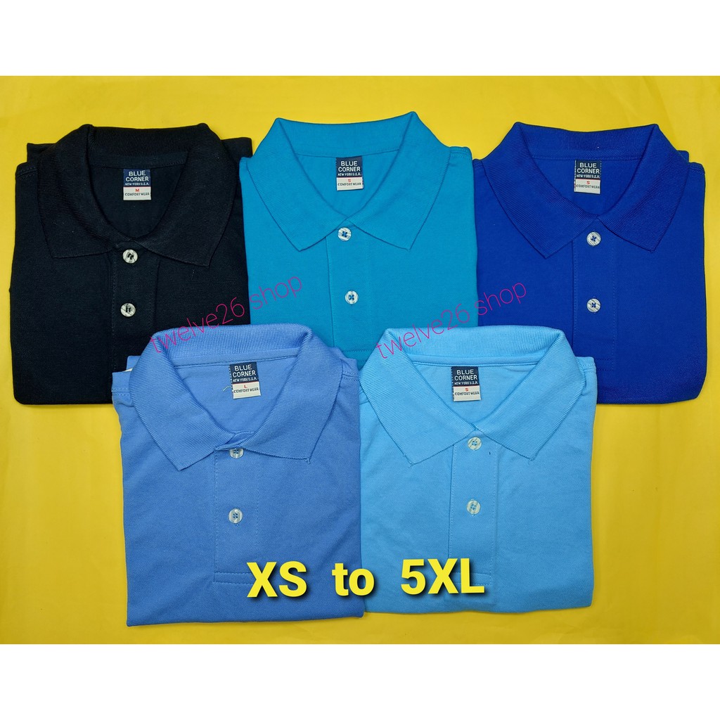 Blue Corner Polo Shirt XS to 6XL Comfort wear Men Unisex Plain Blue ...