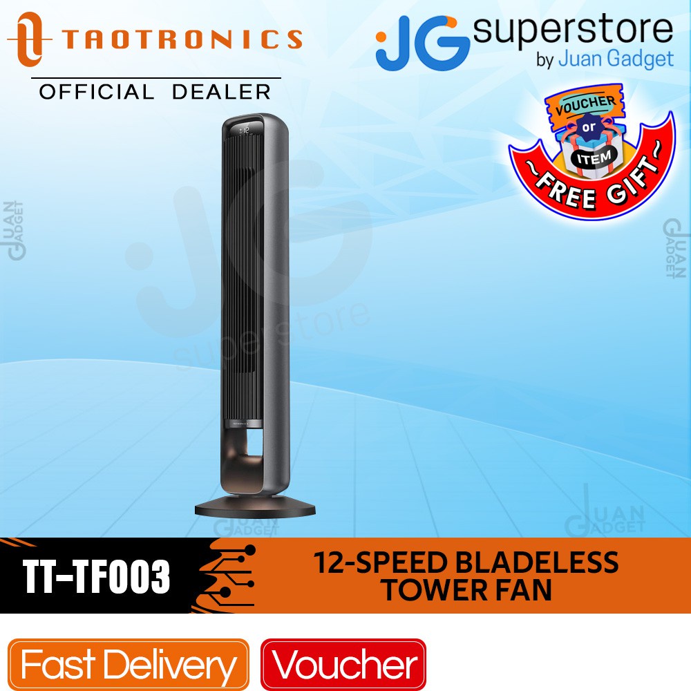 TaoTronics 42inch 12 Speed Bladeless Tower Fan with Remote Control & 4