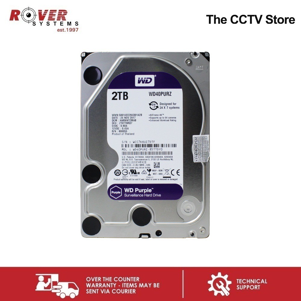 2TB Western Digital WD Purple Hard Disk Drive HDD (SATA) CCTV