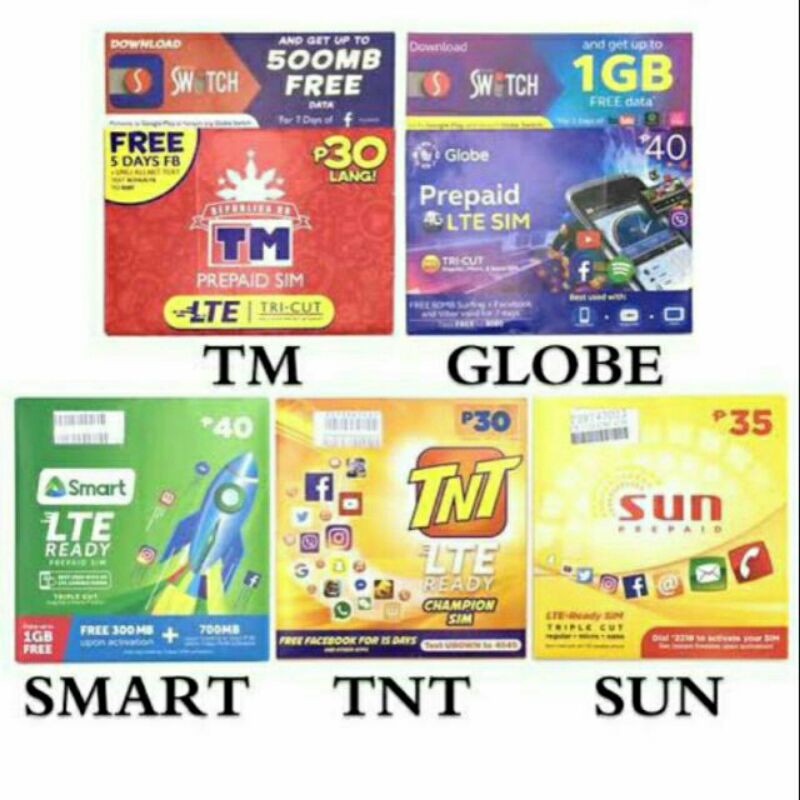 Sim Card(Smart, Sun , Globe, Tm, Tnt) Shopee Philippines