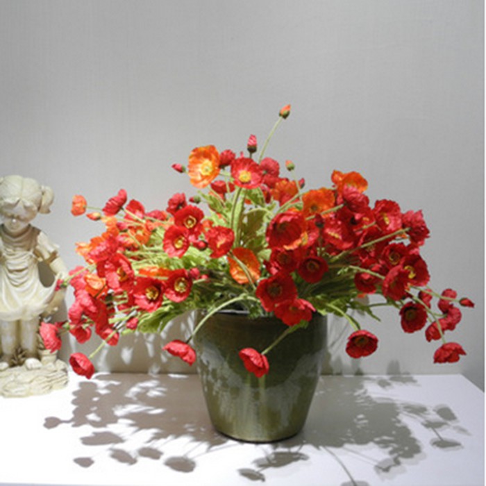 4 Heads/pcs Artificial Garden Poppy Silk Fake Flower Bridal Bouquet Wedding Party Home Decor