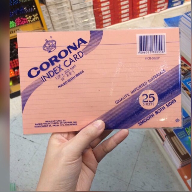 Corona Index Card Ruled Both Sides 5x8 25sheets Shopee Philippines