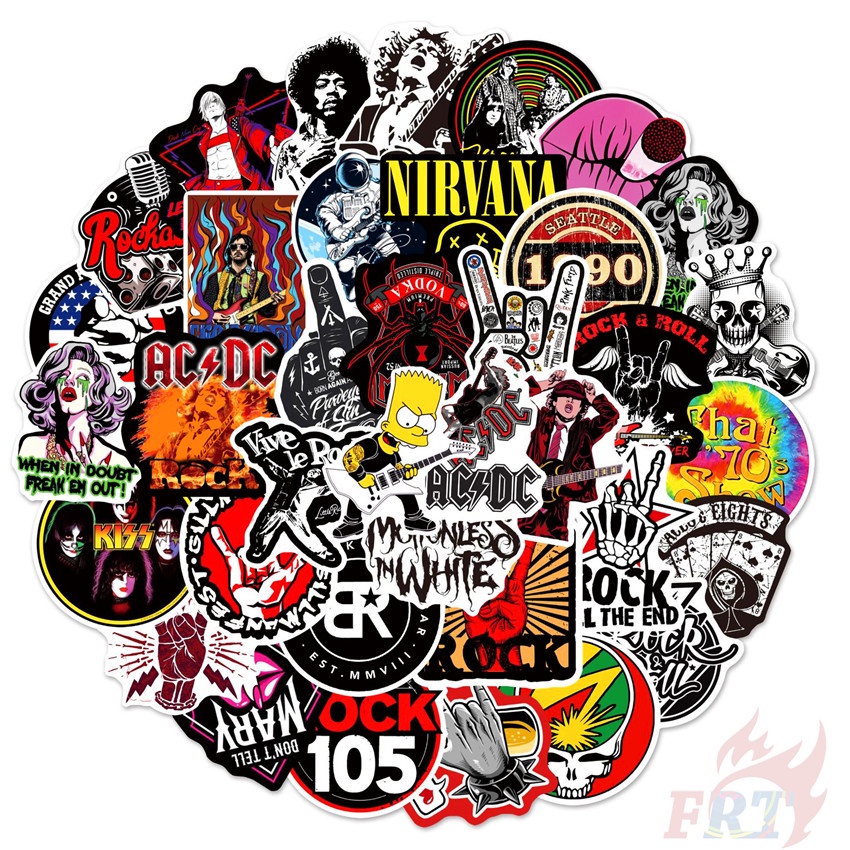 50Pcs/Set HipHop Rock Band - Rock & Roll Series 04 KUSO Funny Stickers ...