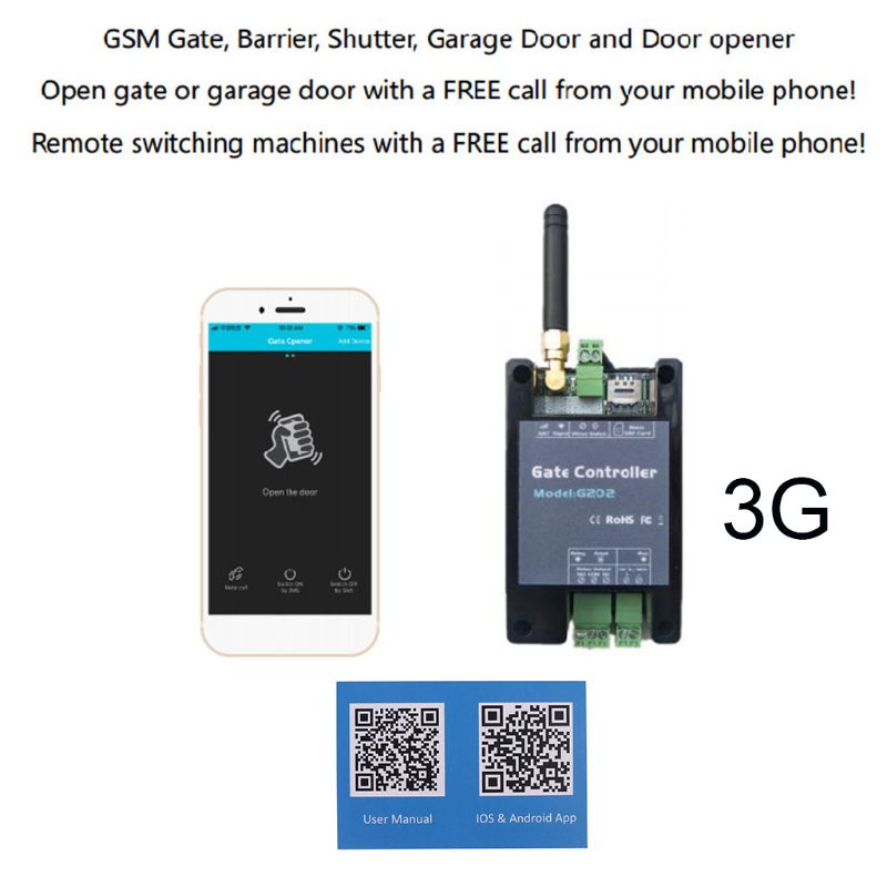 Dark G202 GSM 3G Smart Gate Opener Wireless Automatic Door Receiver Call Relay Switch