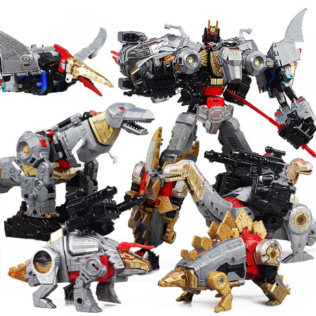 Action Figures Transformers G1 5in1 Dinoking Volcanicus Grimlock Dinobot Oversized Figure Toys