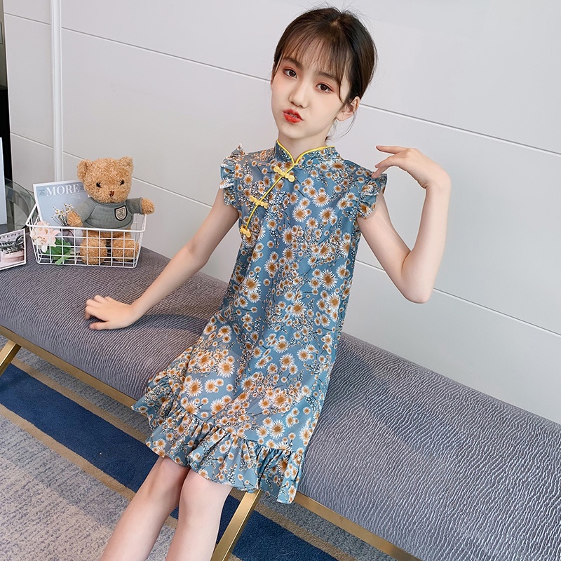 2022 models Kids Girls Cheongsam Dresses Flower Qipao Dress 4 7 8 9 10 ...