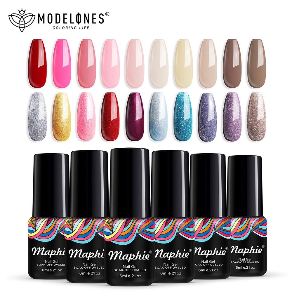 MODELONES Gel Nail Polish Glitter Color Colorful Long Lasting Soak Off