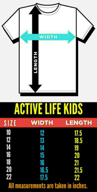 kids shirt sizes