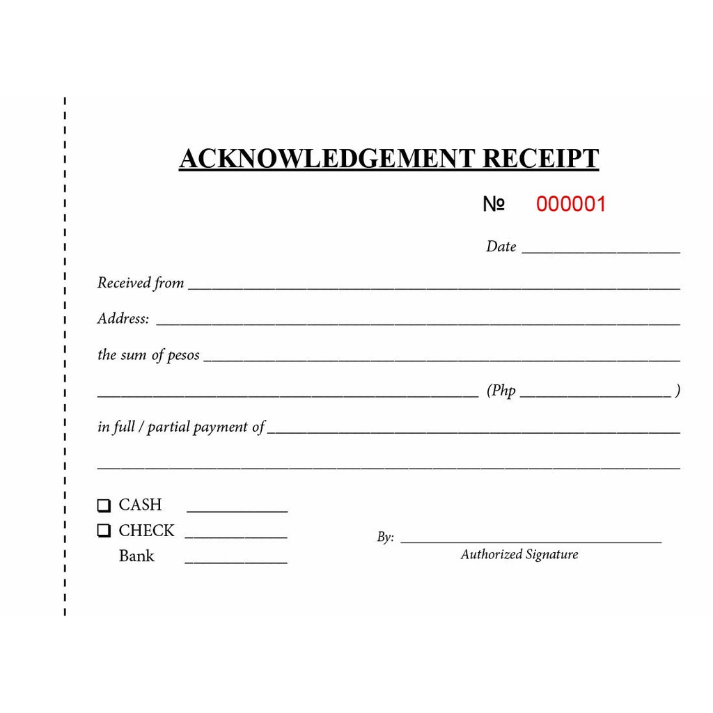 Sample Acknowledgement Receipt For Rental Payment