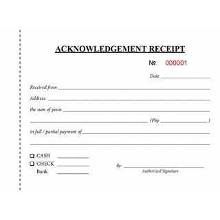 Acknowledgement Receipt (50x2) Carbonized | Shopee Philippines