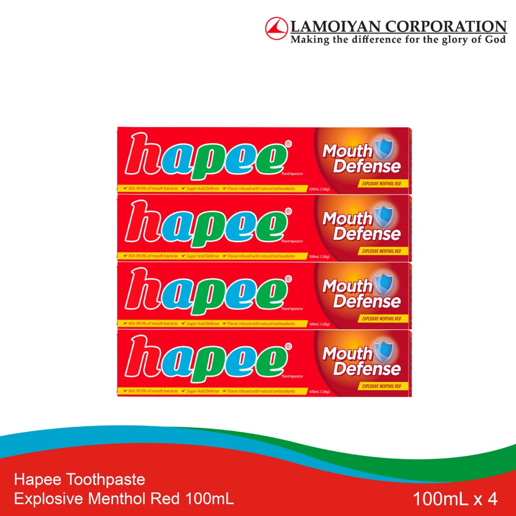 Hapee Toothpaste Explosive Menthol Red 100mL x 4 Shopee Philippines