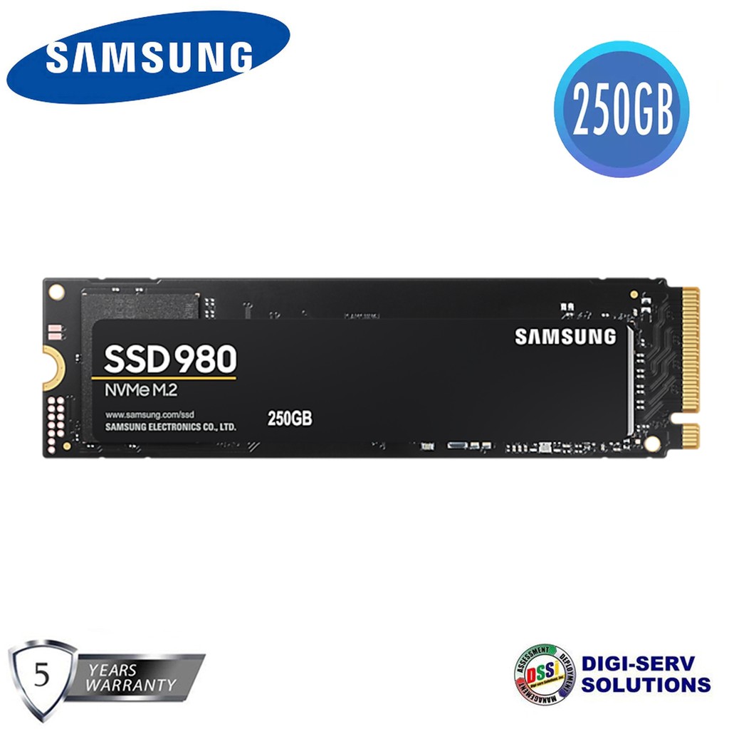 Samsung 980 NVMe M.2 SSD 250GB Internal SSSD (MZ-V8V250BW), Up to 3,500 ...